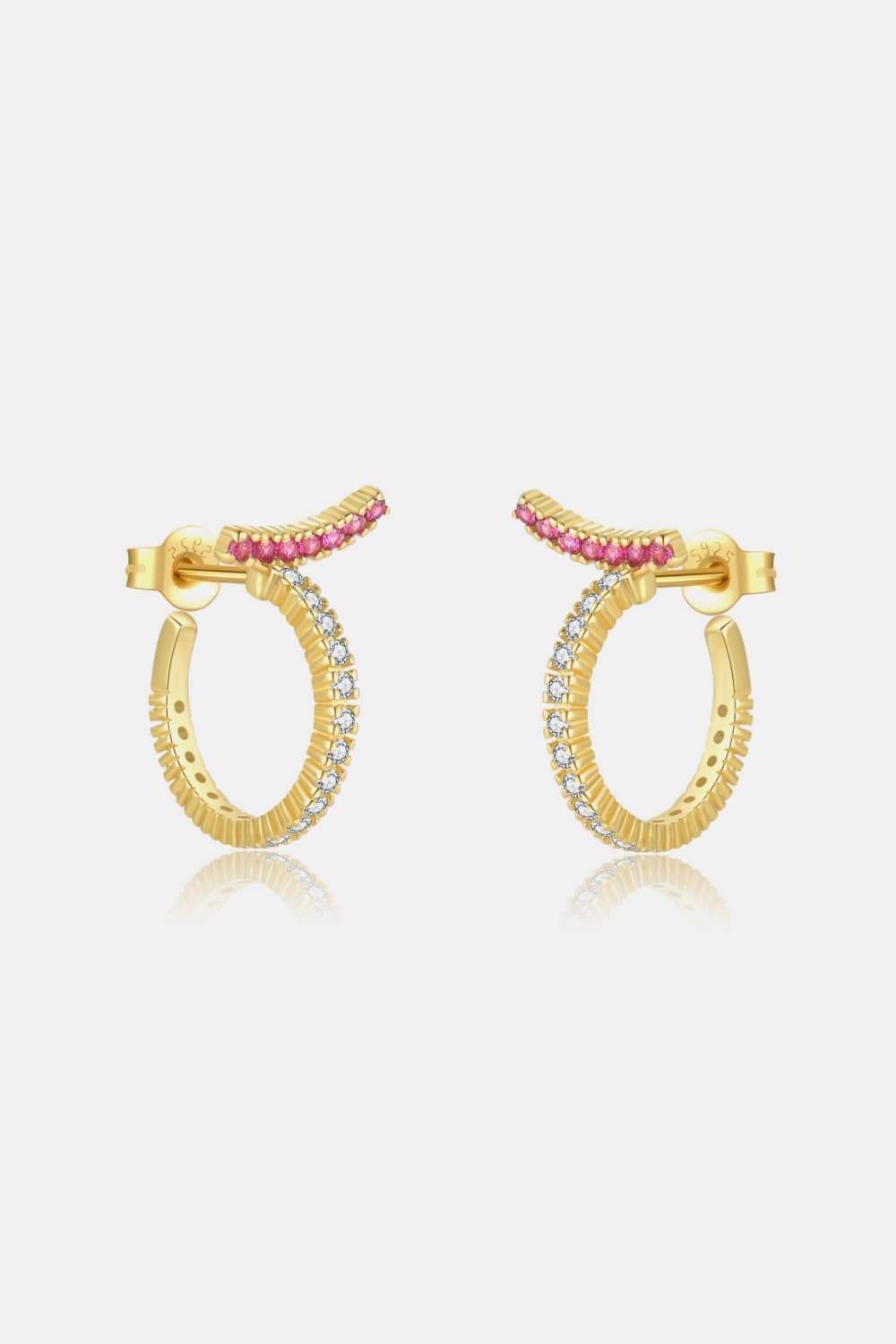 Inlaid Zircon 925 Sterling Silver C-Hoop Earrings Gold One Size Earrings - Tophatter Daily Deals
