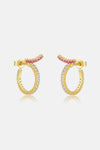 Inlaid Zircon 925 Sterling Silver C-Hoop Earrings Gold One Size Earrings - Tophatter Daily Deals
