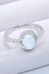 925 Sterling Silver Natural Moonstone Halo Ring - Tophatter Shopping Deals