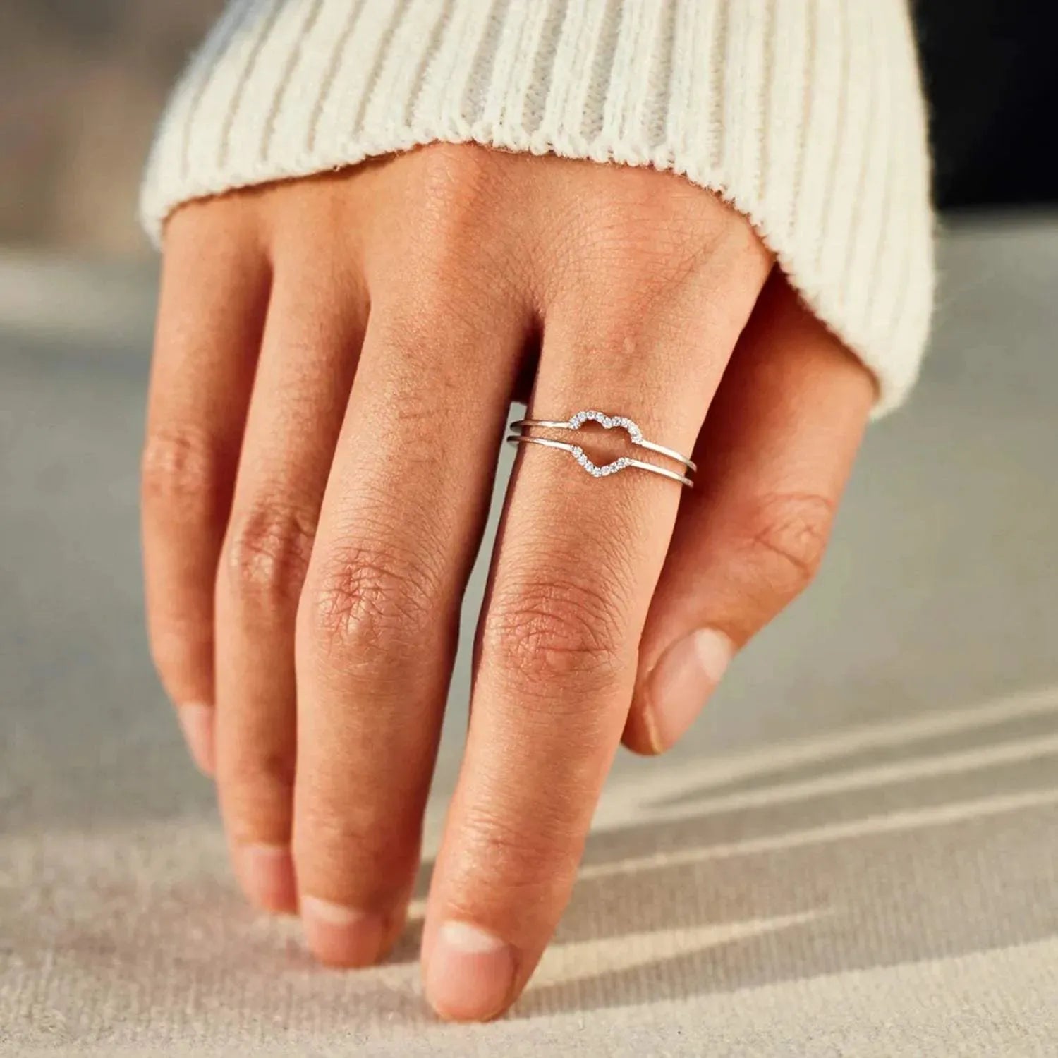 925 Sterling Silver Inlaid Zircon Heart Ring Rings - Tophatter Daily Deals