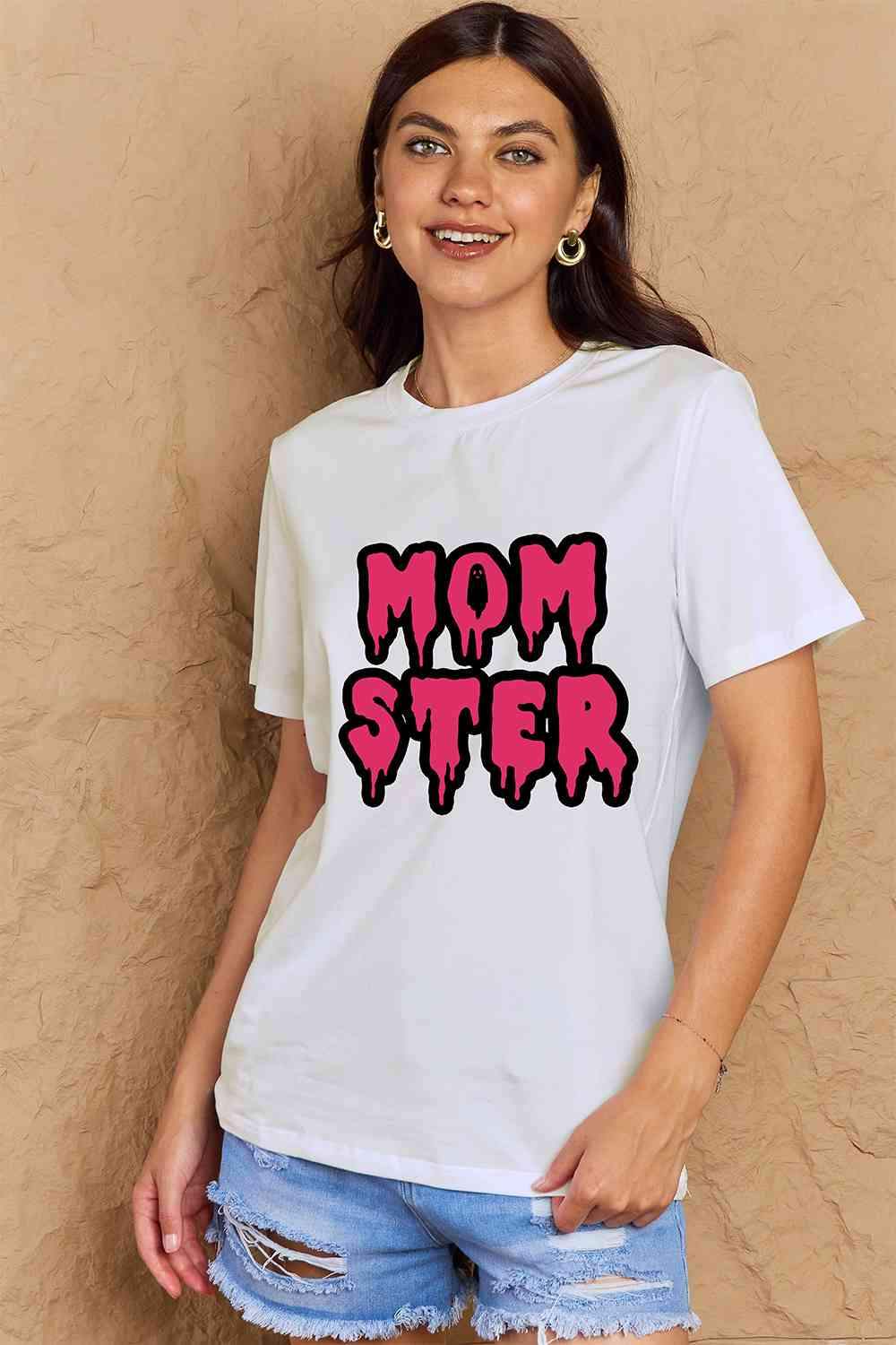 Simply Love Full Size MOM STER Graphic Cotton T-Shirt Women's T-Shirts - Tophatter Daily Deals