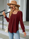 Square Neck Puff Sleeve Blouse Women's T-Shirts - Tophatter Daily Deals