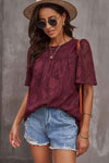 Round Neck Puff Sleeve Blouse Blouses - Tophatter Daily Deals