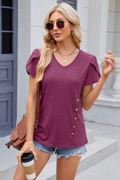 V-Neck Short Sleeve T-Shirt Women's T-Shirts - Tophatter Daily Deals