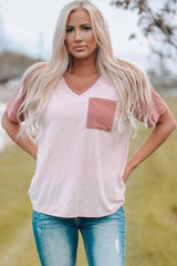 Two-Tone Raglan Sleeve V-Neck Tee Women's T-Shirts - Tophatter Daily Deals