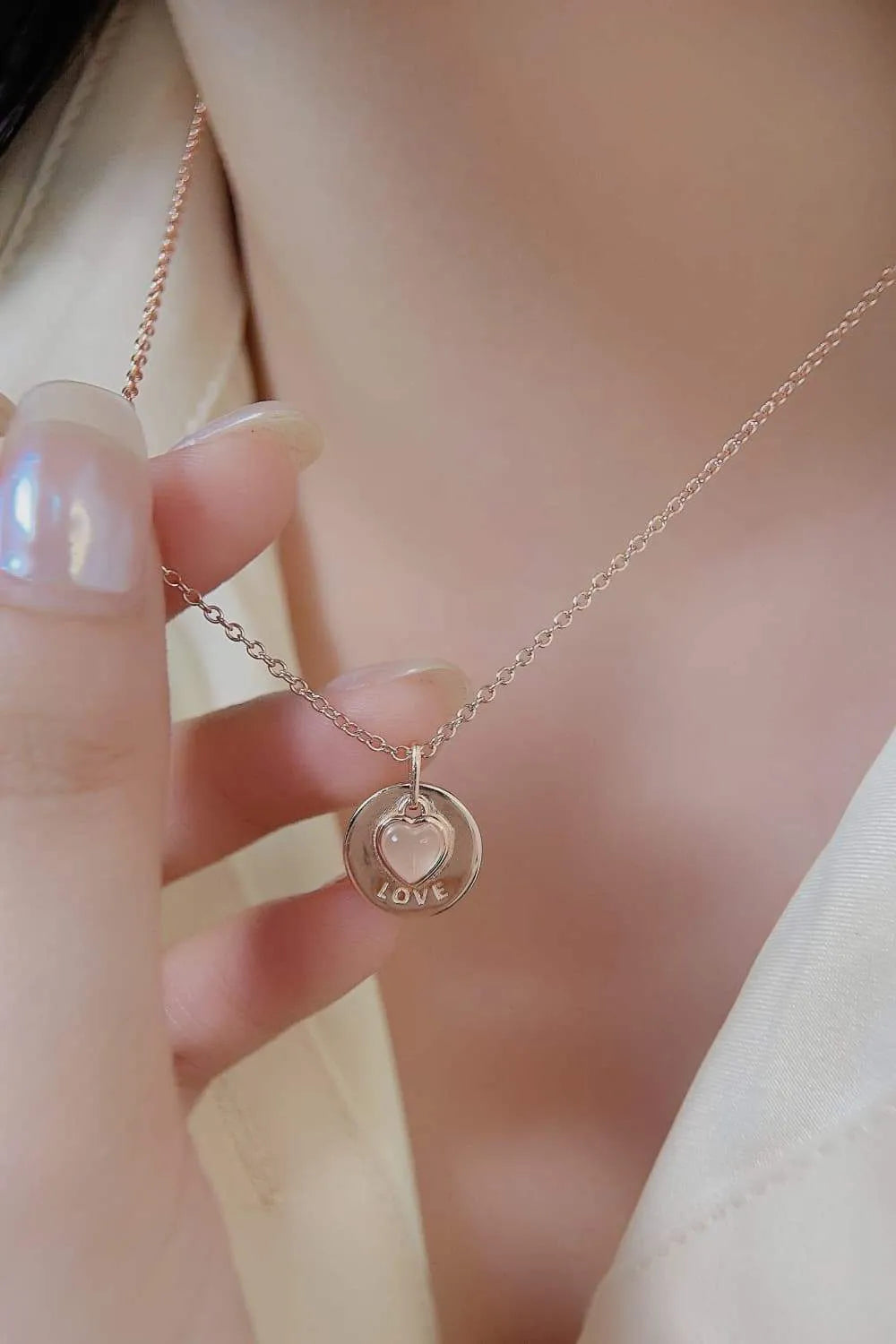 Moonstone LOVE Heart Pendant 925 Sterling Silver Necklace Moonstone - Tophatter Daily Deals