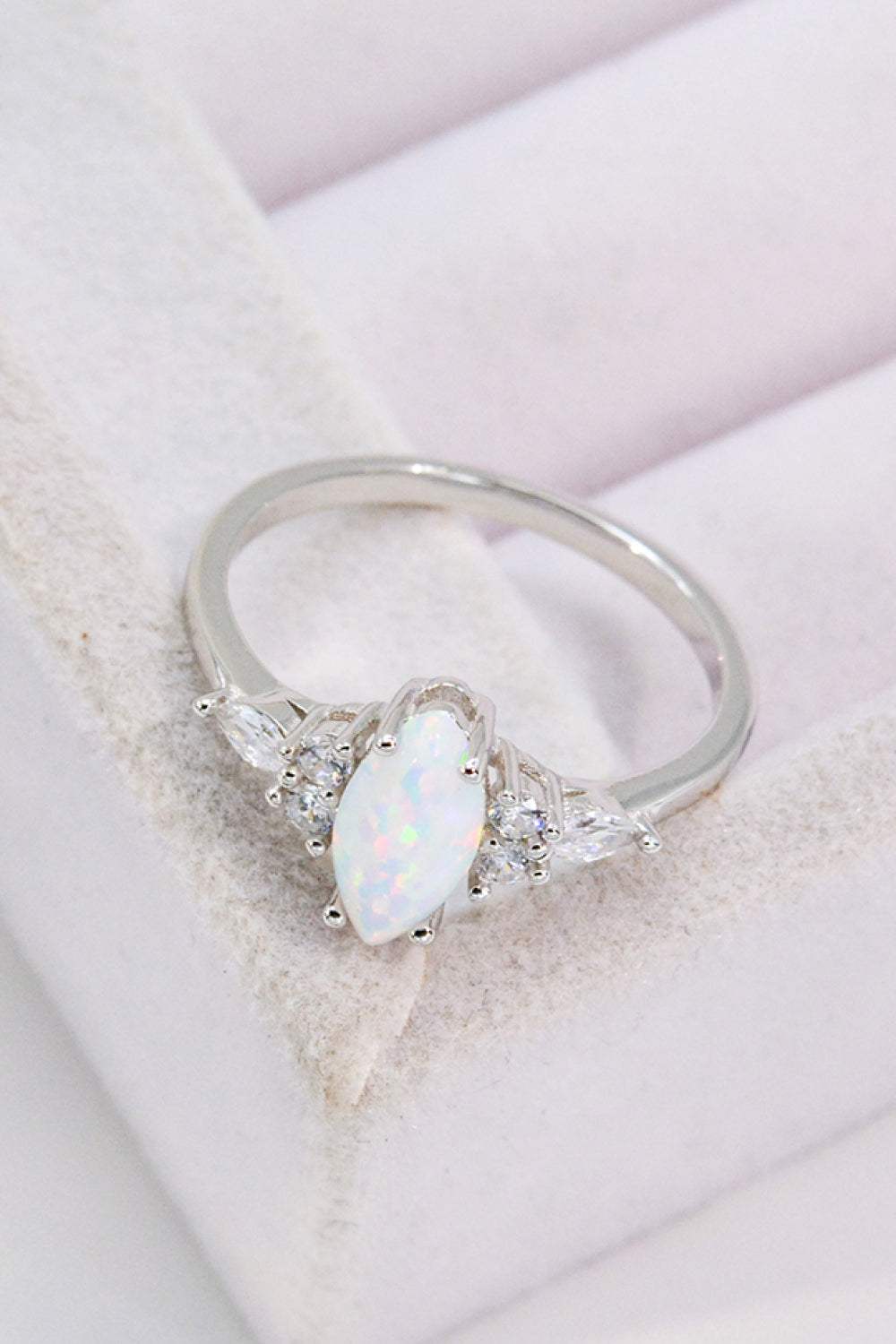 Opal and Zircon Platinum-Plated Ring Opal - Tophatter Daily Deals