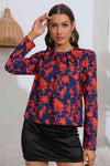 Floral Long Puff Sleeve Blouse Blouses - Tophatter Daily Deals