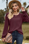 Eyelet Round Neck Flounce Sleeve T-Shirt Women's T-Shirts - Tophatter Daily Deals