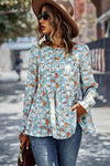 Floral Flounce Sleeve Tiered Blouse - Uncle Tophatter Offers Only The Best Deals And Didcounts