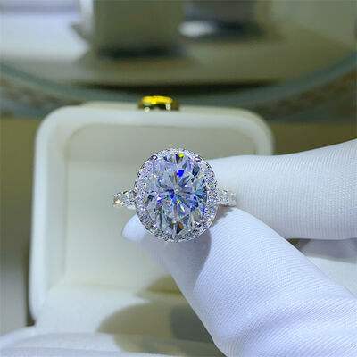 5 Carat Moissanite 925 Sterling Silver Ring Silver Moissanite - Tophatter Daily Deals