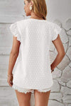 Swiss Dot Ruffled Cap Sleeve T-Shirt Women's T-Shirts - Tophatter Daily Deals