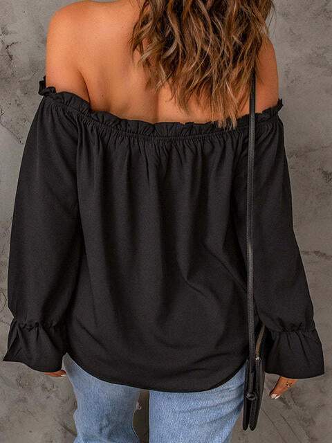 Off-Shoulder Flounce Sleeve Blouse Blouses - Tophatter Daily Deals