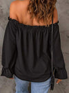 Off-Shoulder Flounce Sleeve Blouse Blouses - Tophatter Daily Deals