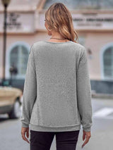 Ruffled Round Neck Long Sleeve Top Blouses - Tophatter Daily Deals