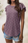 Printed Round Neck Short Sleeve T-Shirt Lilac Women's T-Shirts - Tophatter Daily Deals