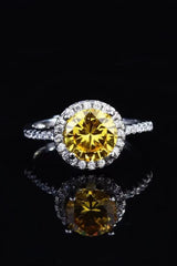 2 Carat Moissanite Round Ring Yellow Moissanite - Tophatter Daily Deals