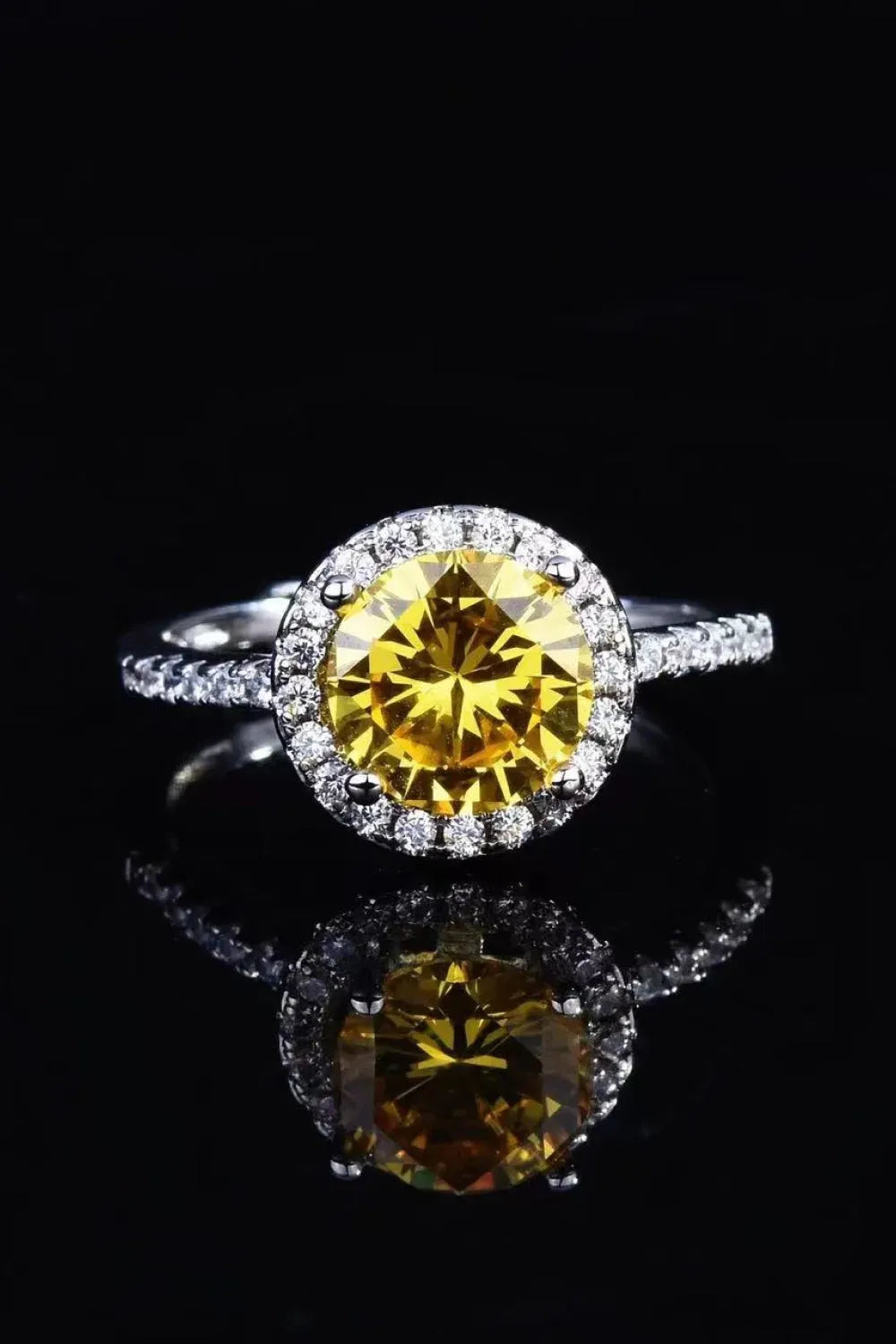 2 Carat Moissanite Round Ring Yellow Moissanite - Tophatter Daily Deals