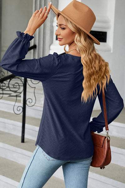 Round Neck Flounce Sleeve T-Shirt Women's T-Shirts - Tophatter Daily Deals