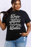 Simply Love Full Size DOGS MAKE EVERTHING BETTER Graphic Cotton Tee Black Women's T-Shirts - Tophatter Daily Deals