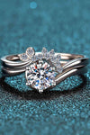 Moissanite Rhodium-Plated Two-Piece Ring Set Moissanite - Tophatter Daily Deals