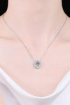 Moissanite Round Pendant Rhodium-Plated Necklace Silver One Size Moissanite - Tophatter Daily Deals