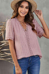 Swiss Dot Lace Trim Plunge Blouse Dusty Pink Blouses - Tophatter Daily Deals