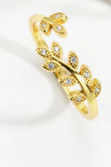 Inlaid Zircon Leaf-Shaped Open Ring Rings - Tophatter Daily Deals