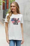 Simply Love USA Star and Stripe Eagle Graphic Cotton Tee Women's T-Shirts - Tophatter Daily Deals