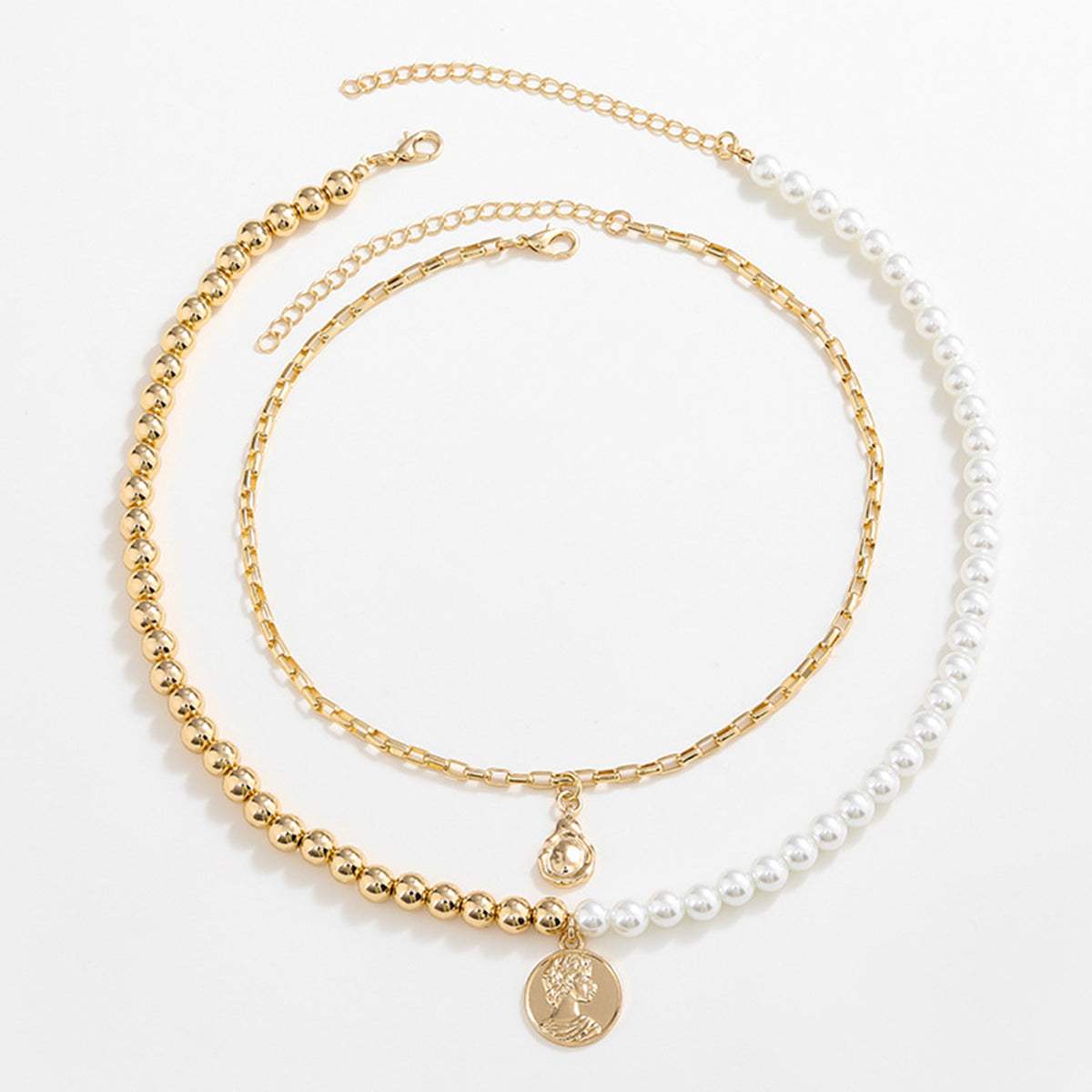 Gold-Plated Glass Pearl Necklace Necklaces - Tophatter Daily Deals