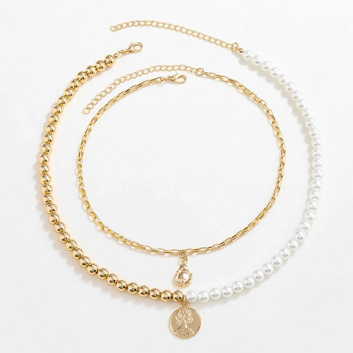 Gold-Plated Glass Pearl Necklace Necklaces - Tophatter Daily Deals