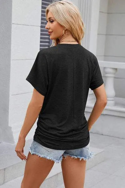 Round Neck Flutter Sleeve T-Shirt Women's T-Shirts - Tophatter Daily Deals