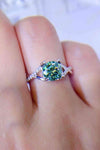 1 Carat Moissanite 925 Sterling Silver Ring Light Green Moissanite - Tophatter Daily Deals