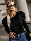 Round Neck Long Sleeve Blouse Blouses - Tophatter Daily Deals