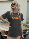 Full Size Round Neck Short Sleeve Jack-O'-Lantern Graphic T-Shirt Charcoal Women's T-Shirts - Tophatter Daily Deals