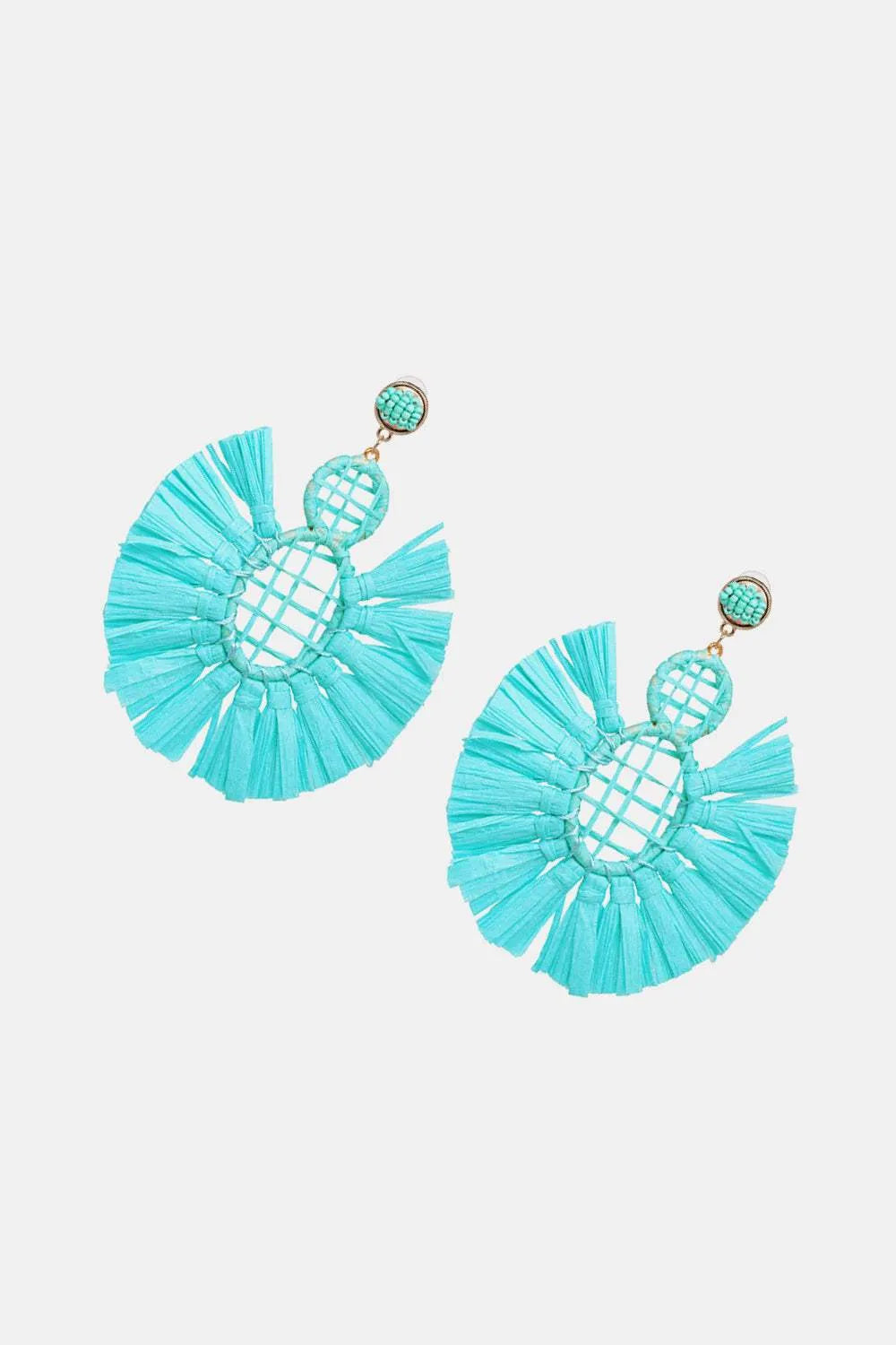 Raffia Grass Tassel Detail Dangle Earrings Earrings - Tophatter Daily Deals