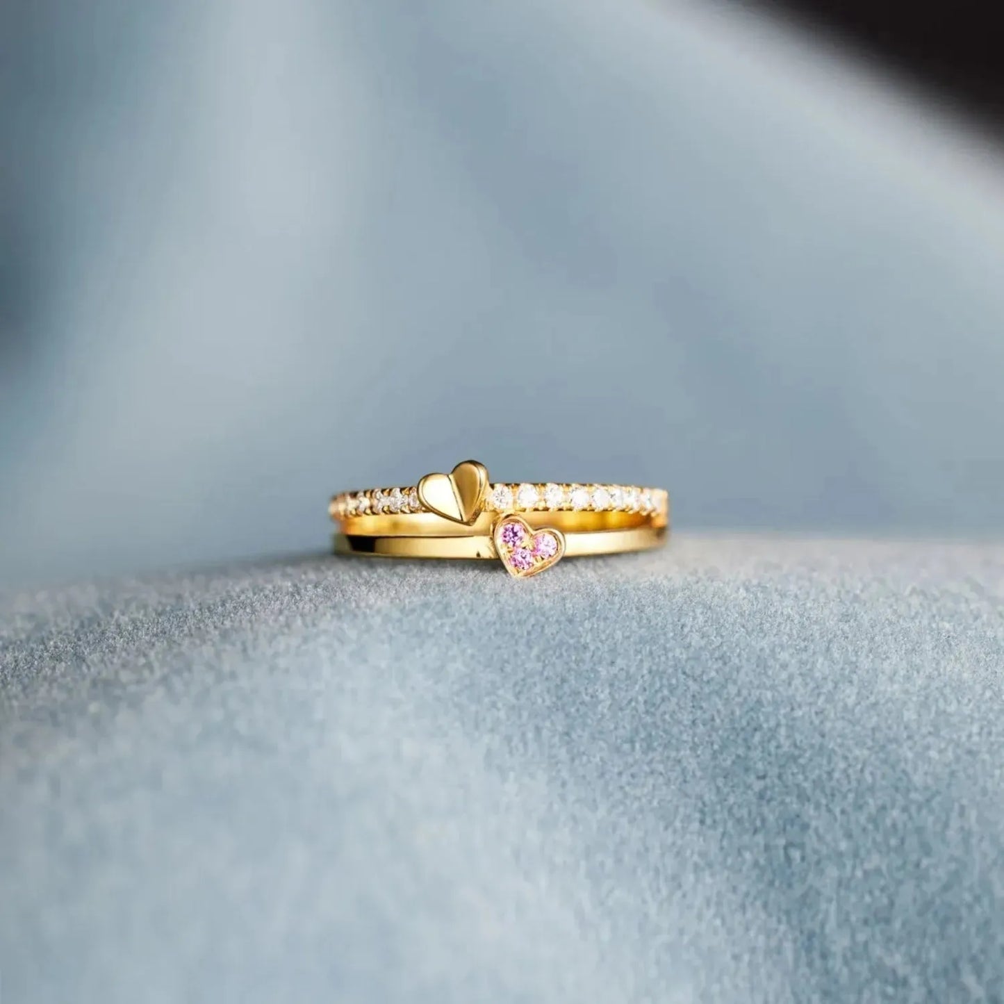 18K Gold-Plated 925 Sterling Silver Double-Layered Ring Rings - Tophatter Daily Deals