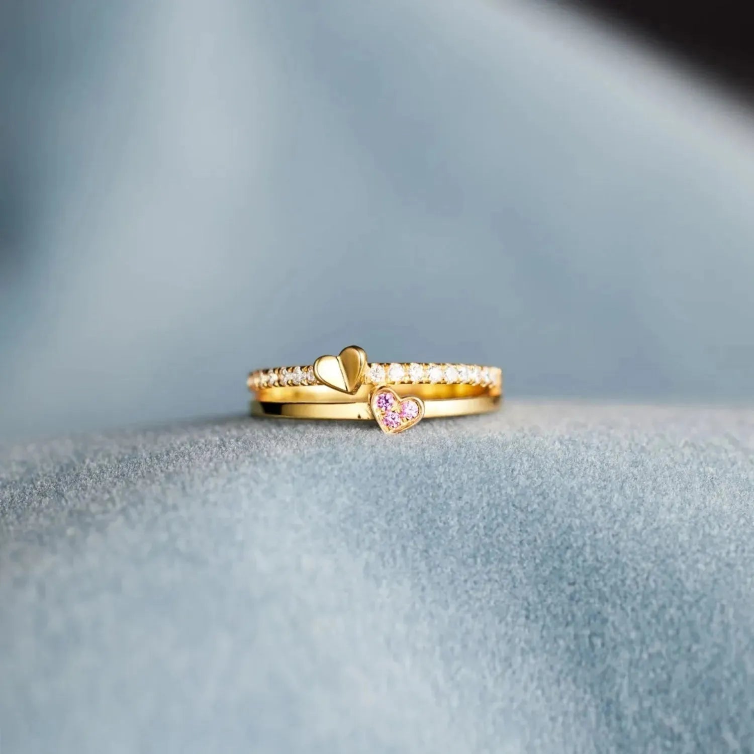 18K Gold-Plated 925 Sterling Silver Double-Layered Ring Rings - Tophatter Daily Deals