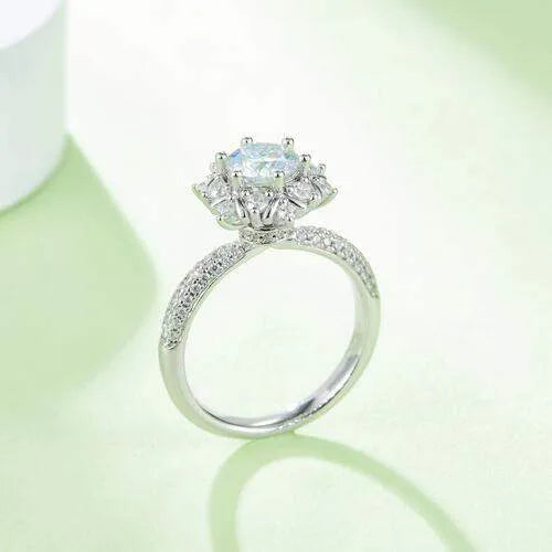 1 Carat Moissanite 925 Sterling Silver Flower Shape Ring Moissanite - Tophatter Daily Deals