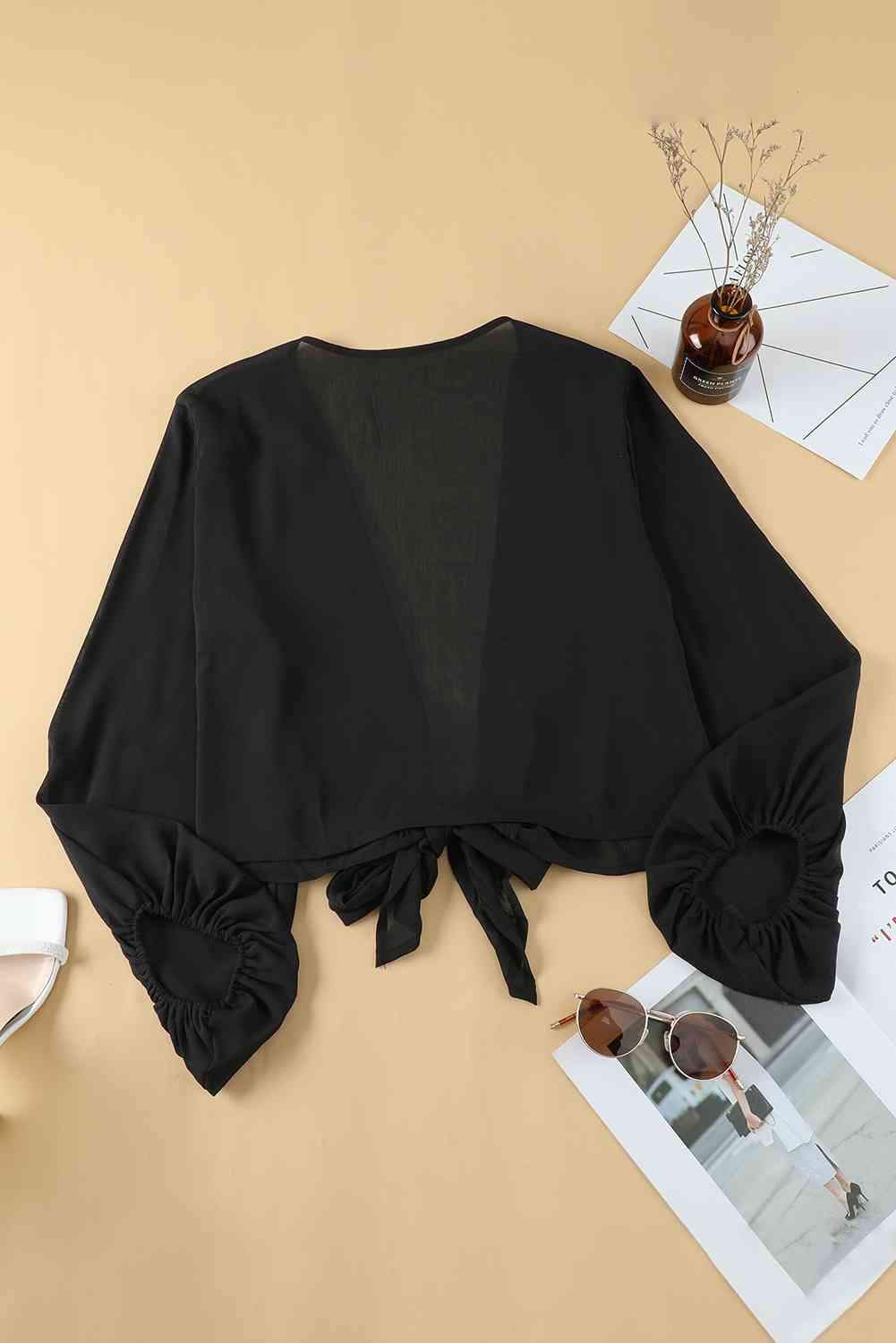 Plus Size Tie Front Crop Top Blouses - Tophatter Daily Deals