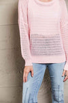 Double Take Openwork Round Neck Dropped Shoulder Knit Top Blouses - Tophatter Daily Deals