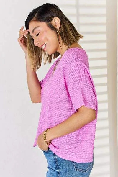 Zenana Full Size Round Neck Short Sleeve T-Shirt Blouses - Tophatter Daily Deals