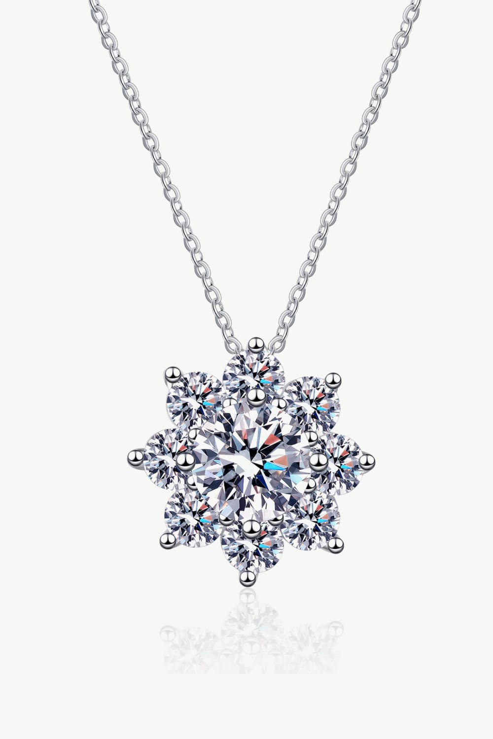 1 Carat Moissanite Floral-Shaped Pendant Necklace Silver One Size Moissanite - Tophatter Daily Deals