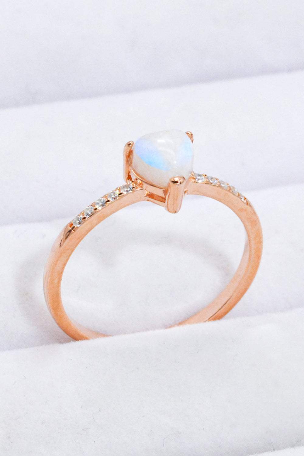 Natural Moonstone Heart 18K Rose Gold-Plated Ring Moonstone - Tophatter Daily Deals