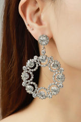 Alloy Rhinestone Round Drop Earrings White One Size Earrings - Tophatter Daily Deals
