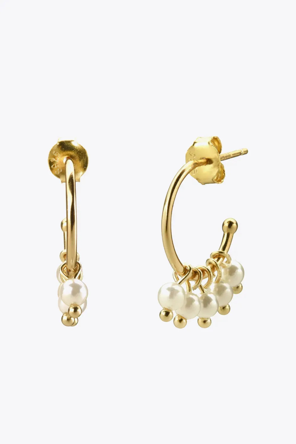 Pearl 925 Sterling Silver C-Hoop Earrings Earrings - Tophatter Daily Deals