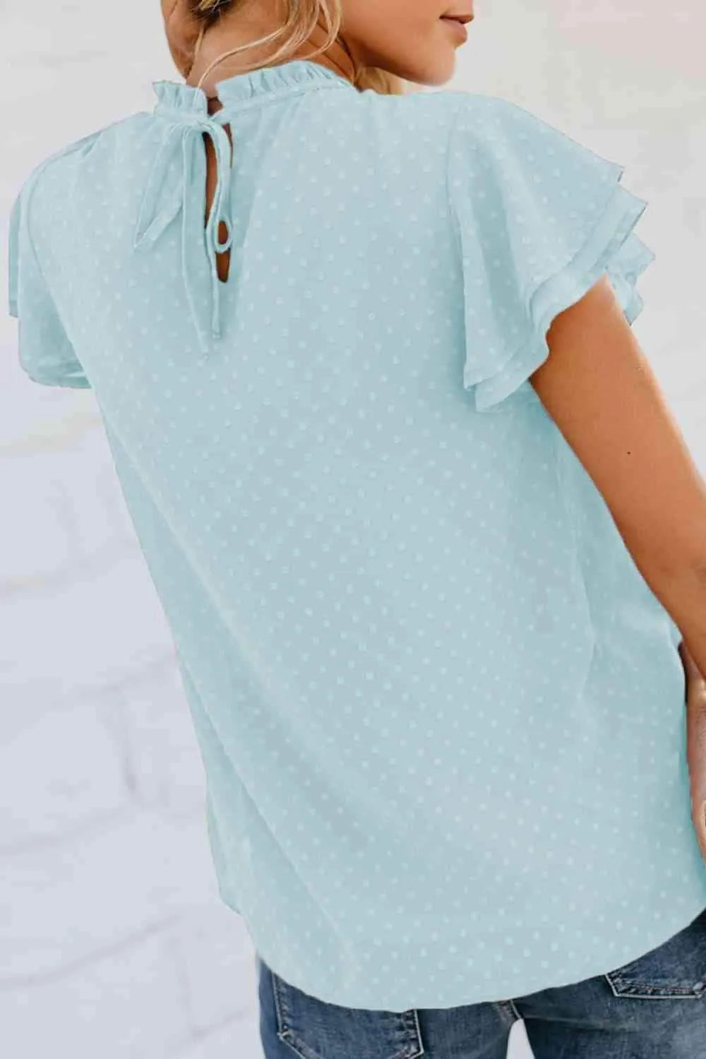 Layered Flutter Sleeve Smocked Blouse Blouses - Tophatter Daily Deals