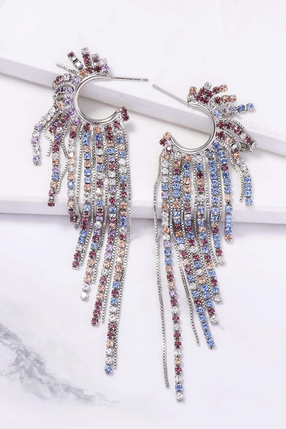 Fringed Rhinestone Zinc Alloy Dangle Earrings Earrings - Tophatter Daily Deals