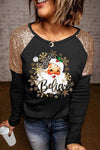 BELIEVE Sequin Long Sleeve Round Neck Blouse Black Blouses - Tophatter Daily Deals