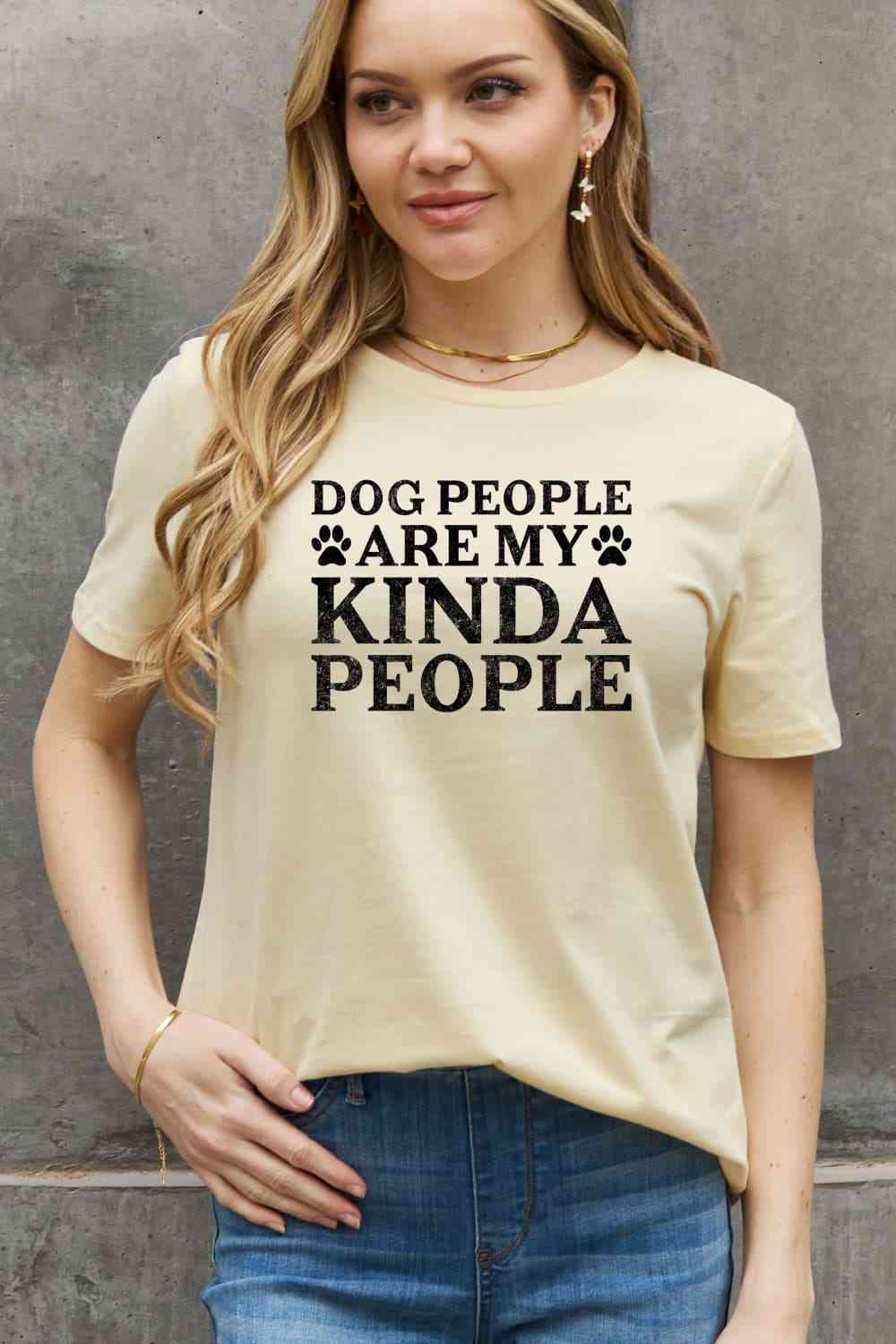 Simply Love Full Size DOG PEOPLE ARE MY KINDA PEOPLE Graphic Cotton Tee Women's T-Shirts - Tophatter Daily Deals